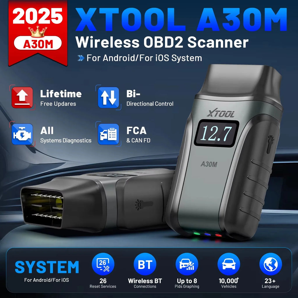 Popular XTOOL Anyscan A30M Bluetooth OBD2 Code Reader Scanner All System Bi-directional Car Diagnostic Tools 26+ Reset CAN FD CM World