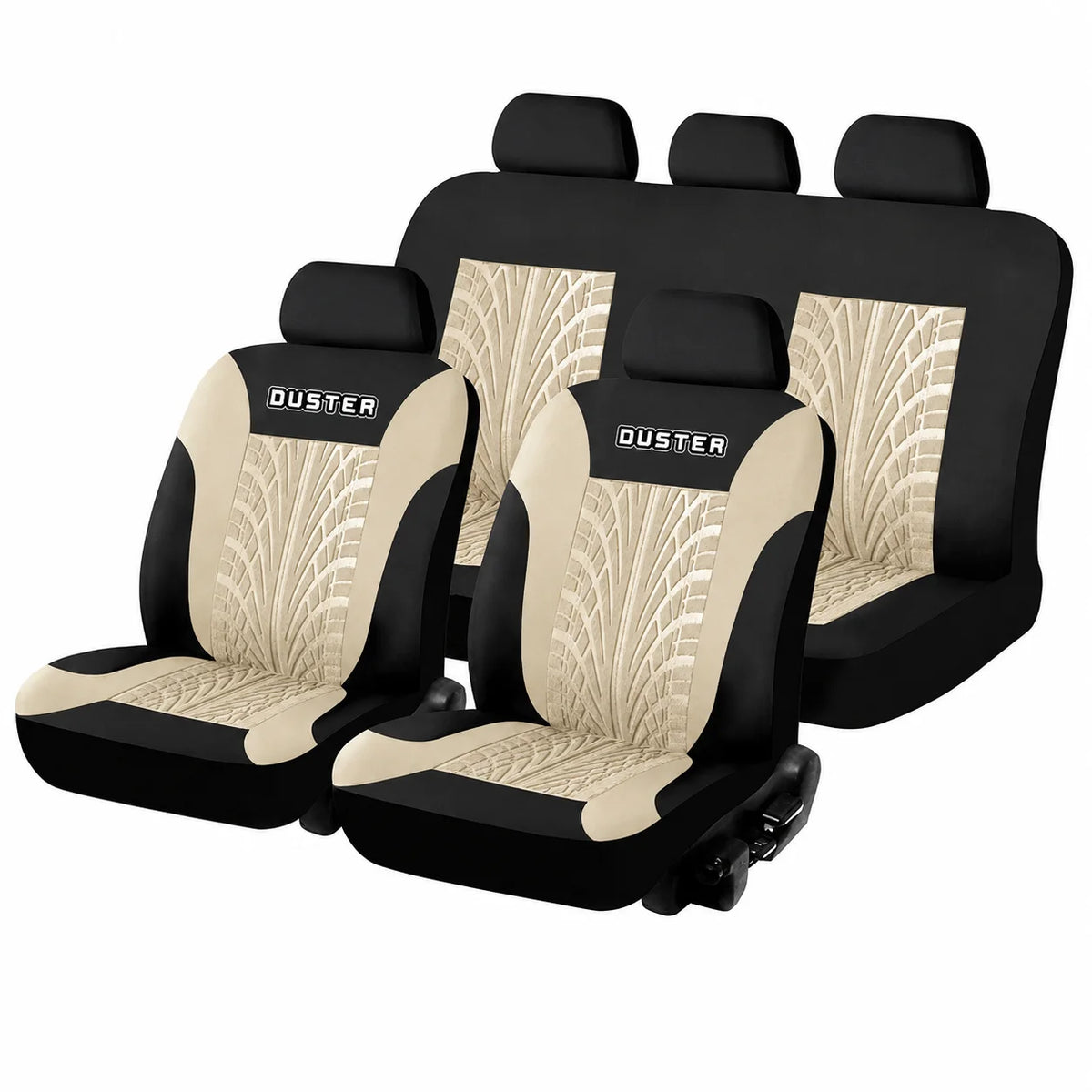 Universal Car Seat Covers Full Set Fit Front Rear Auto Seat Protector Tire Track Pattern for Cars SUV