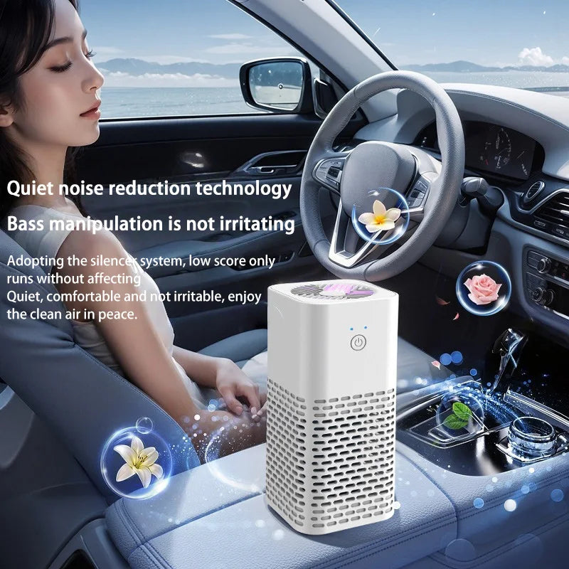 Smart Car Air Purifier Fragrance Diffuser Portable for Office Desktop & Auto Eliminate Smoke Odor USB Charging High Purification CM World