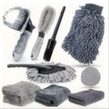 6/9/12Pcs Auto Detailing Kit - Soft Microfiber Towels Tire Brush Car Wash Sponge & Wax Applicator Essential Car Care Tools