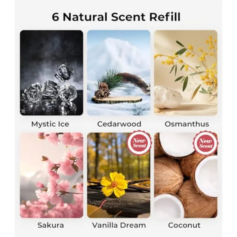 Smart Car Air Freshener with Ambient Light and Mist Adjustable Intensity Auto On/Off 6-Month Scent Duration Built-in Battery Sc CM World