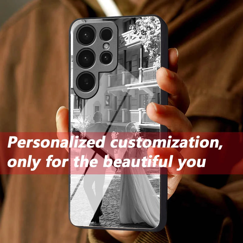 Custom Photo Mirror Glass Phone Case for Samsung Galaxy S26/S25 Ultra/FE/Plus/EDGE Car Mobile World