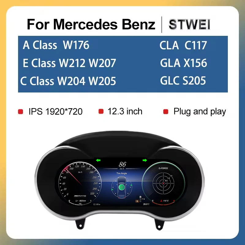 STWEI 2024 New Lcd Digital Dashboard Cluster Digital Speedometer For Mercedes Benz A Class W176 GLA CLA  C117 GLC W205 W212 W207 CM World
