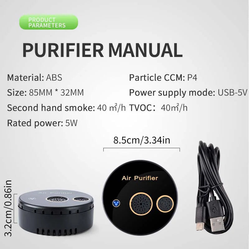 Car air purifier dual core portable, removes formaldehyde, second-hand smoke, and eliminates odor molecules CM World