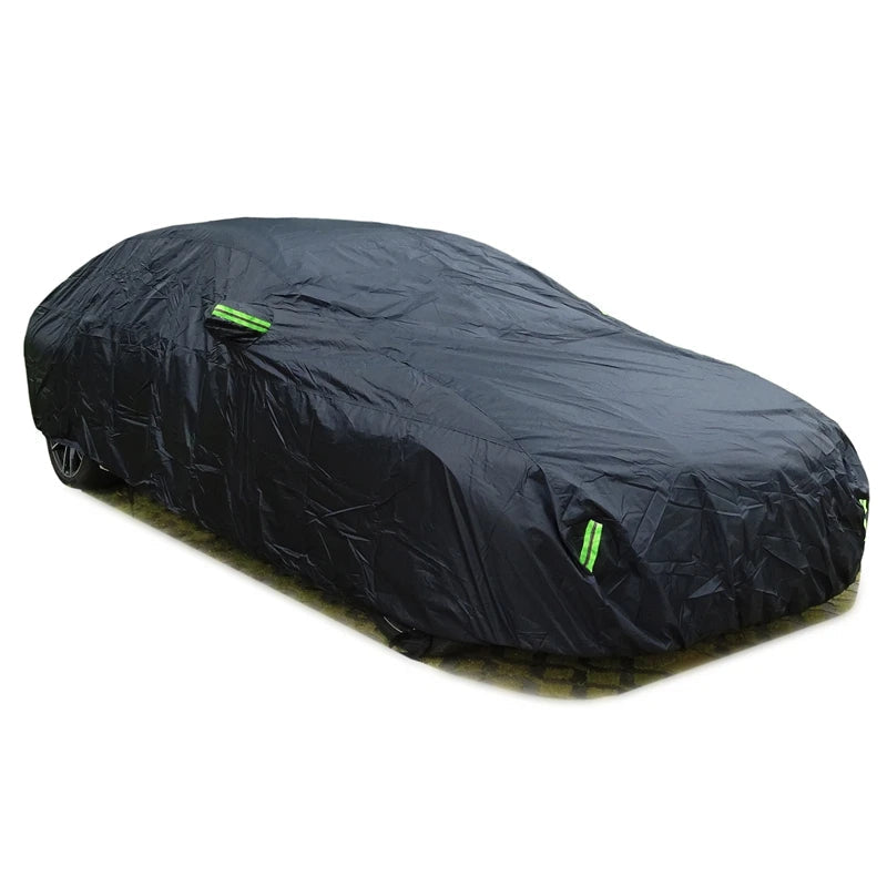 Car Cover Full Exterior Black Auto Cover Sunshade Dustproof Protection With Reflective strips Universal for Hatchback Sedan SUV Car Mobile World