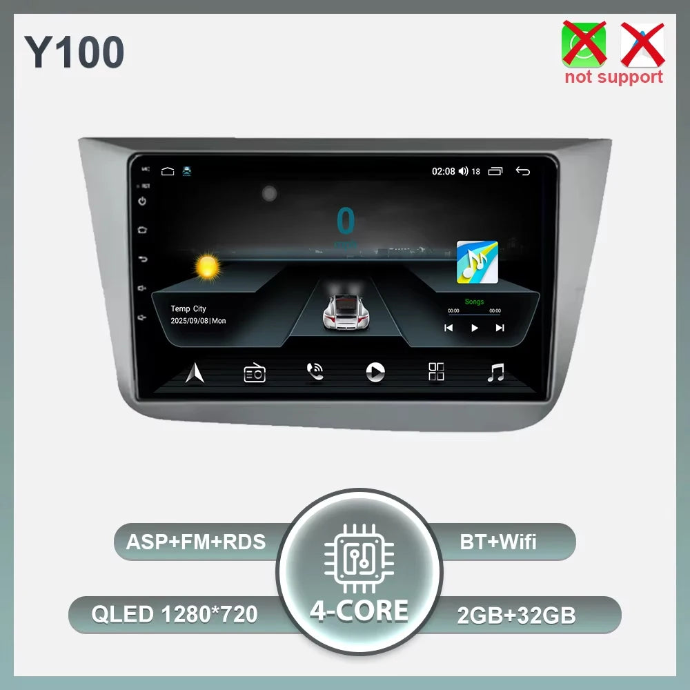Android 16 Car Radio Autoradio For Seat Altea XL Toledo 2004-2015 Multimedia Player GPS Navigation Wireless Carplay Auto WIFI BT