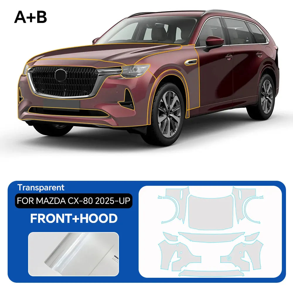 9mil TPU For Mazda CX80 2025-UP Car Paint Protection Film Body Sticker Anti-scratch Protective Transparent PPF Car Accessories Car Mobile World
