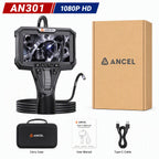 ANCEL AN302 Articulating Borescope 6.2mm Two-Way Rotary 360° Industrial Endoscope Camera for Car Pipe Inspection 4.3 Inch Screen