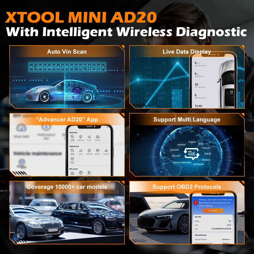 2026 XTOOL Advancer AD20 Bluetooth OBD2 Scanner On Android IOS Universal Car Diagnostic Tools Super Mini AD20 OBD II Code Reader Car Mobile World