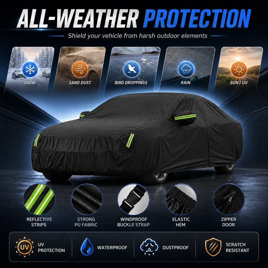For Tesla Model 3 Outdoor Full Car Cover Waterproof Snowproof Dustproof UV Protection Reflective Strip