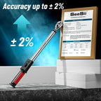 Seesii Digital Torque Wrench 340N.m Digital Electric Wrench 1/2" Drive 12.5-250.8ft-lbs/17-340N.m Buzzer LED Flash for Car Care