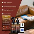 Leather Cleaner Conditioner Kit  Care Set Deep Spray Nourishing Cream Restores Softness Shine Prevents Cracking Includes Sponge CM World