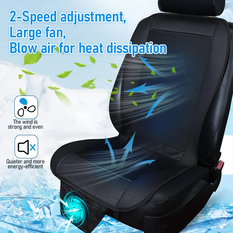 DC 12V 3D Spacer Car Summer Cool Air Seat Cushion With 8Fan Fast Blowing Ventilation Seat Cooling Pat Refrigerated Seat CM World